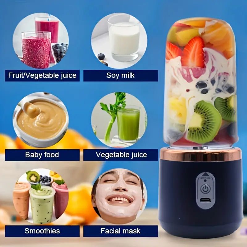 Portable juice Blender 400ml blue,Set of 2 Travel Bags