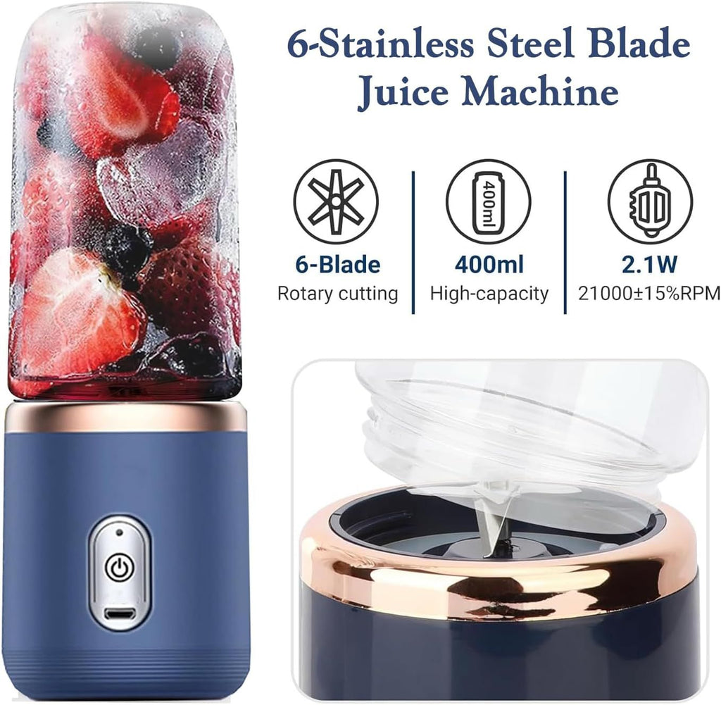 Portable juice Blender 400ml blue,Set of 2 Travel Bags