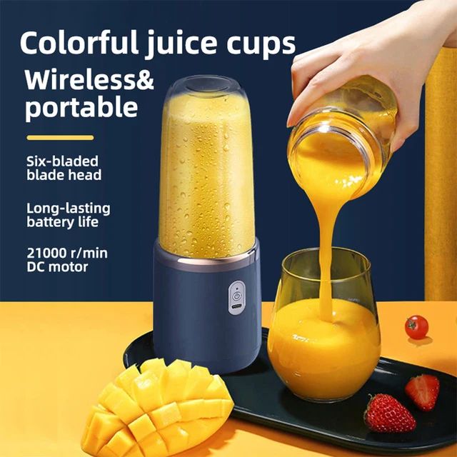 Portable juice Blender 400ml blue,Set of 2 Travel Bags