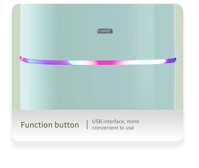 Creative Dual Nozzle Humidifier Desktop Home Bedroom Car Aromatherapy Silent Air Humidification Usb 7 Color Ambient Light