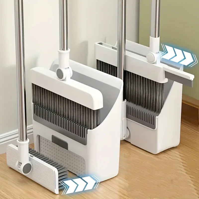 New 4 in 1 Broom Combo Set with Dustpan Squeegee Floor Brush Multi Purpose Cleaning Tool for Home and Commercial Use