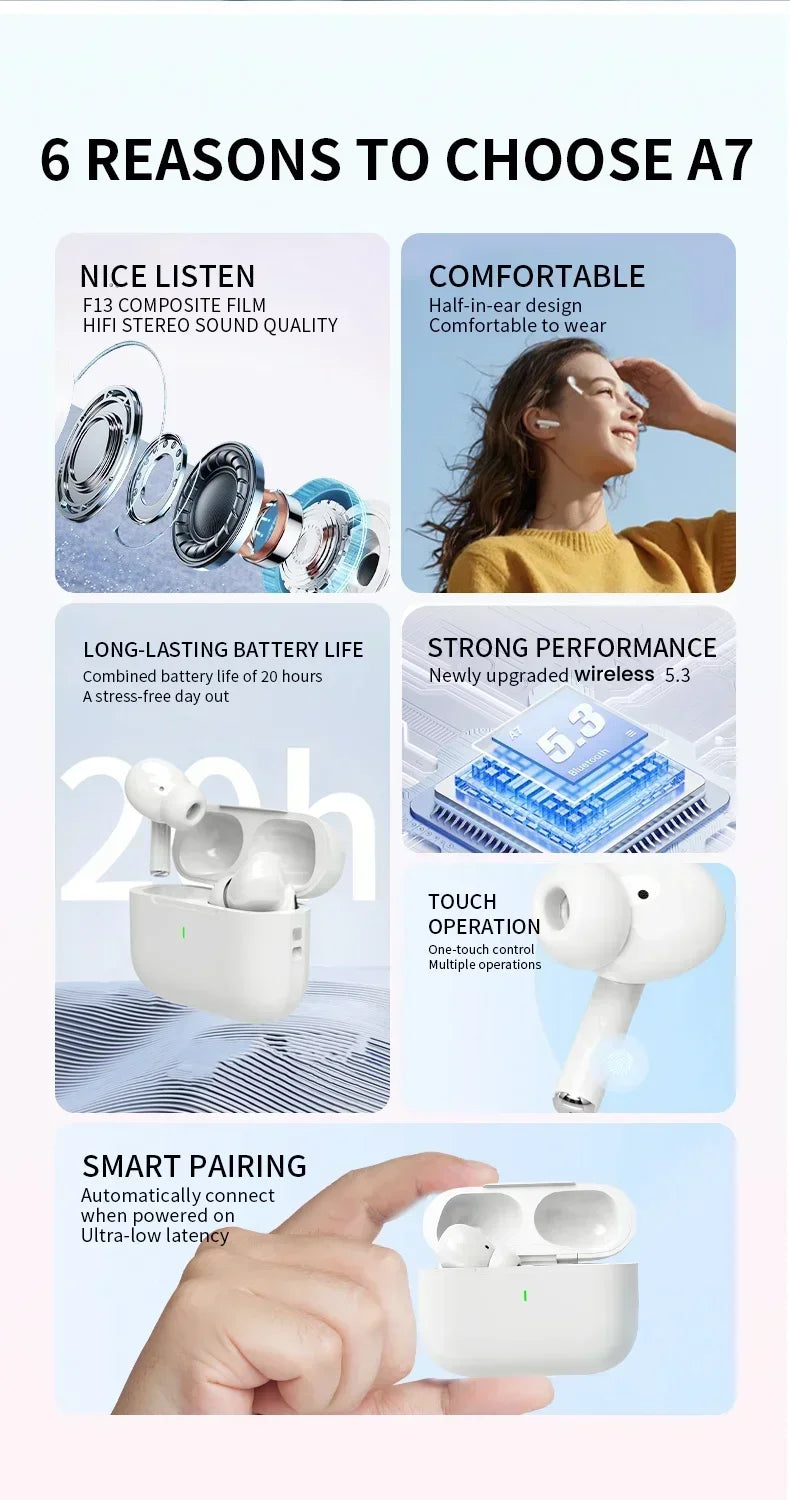 Original Wireless bluetooth headphone noise canceling earphone HIFI stereo headset earbuds bluetooth for xiaomi Huawei Air pods