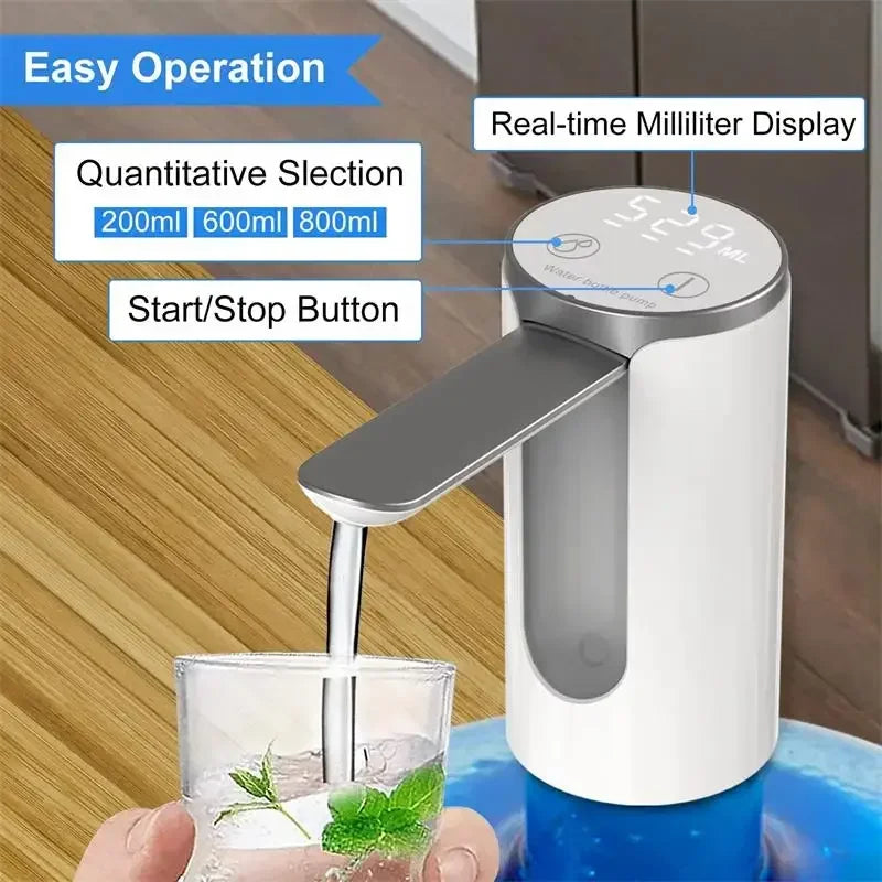 Electric Water Pump USB Charge LED Display Auto Switch Drink Dispenser Charging 1-Click Auto Switch Drink Pump Dispenser