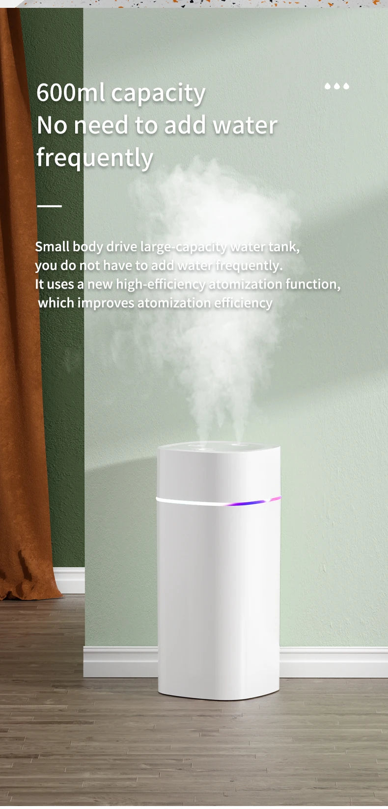 Creative Dual Nozzle Humidifier Desktop Home Bedroom Car Aromatherapy Silent Air Humidification Usb 7 Color Ambient Light