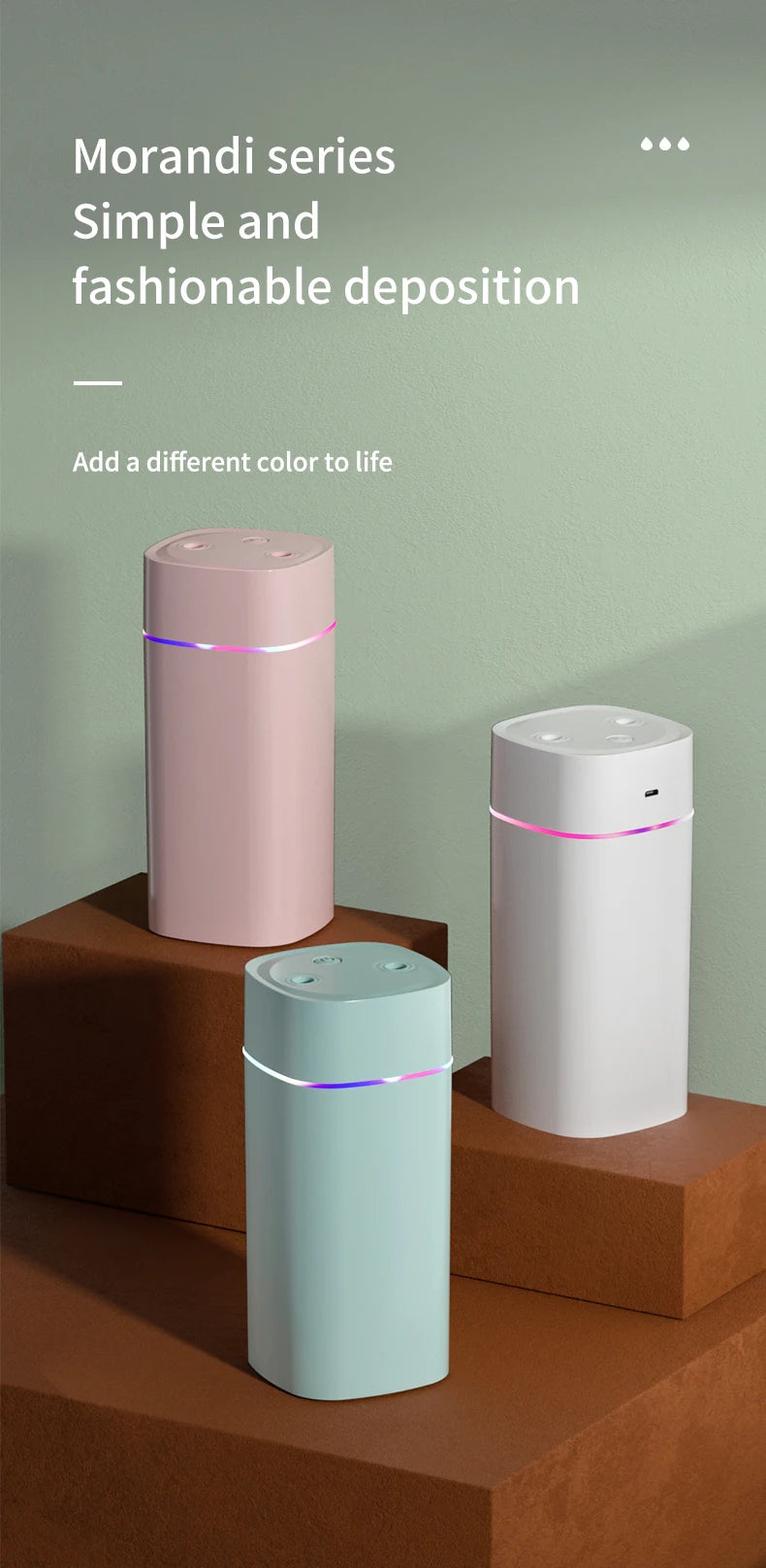 Creative Dual Nozzle Humidifier Desktop Home Bedroom Car Aromatherapy Silent Air Humidification Usb 7 Color Ambient Light