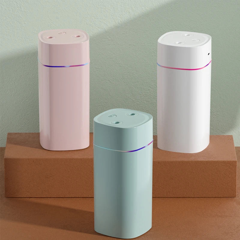 Creative Dual Nozzle Humidifier Desktop Home Bedroom Car Aromatherapy Silent Air Humidification Usb 7 Color Ambient Light