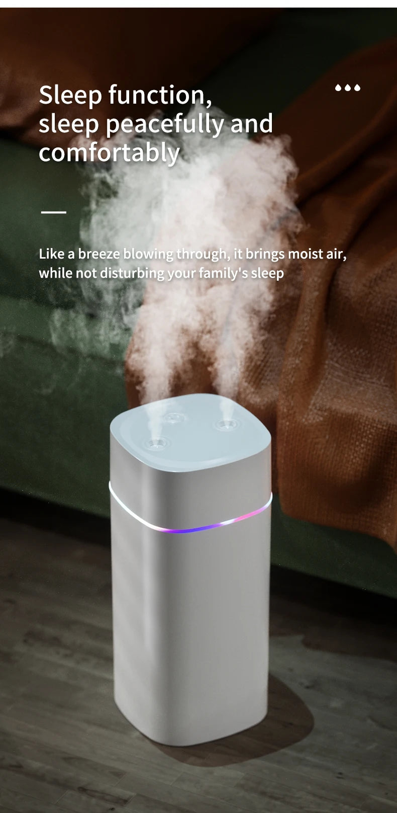 Creative Dual Nozzle Humidifier Desktop Home Bedroom Car Aromatherapy Silent Air Humidification Usb 7 Color Ambient Light