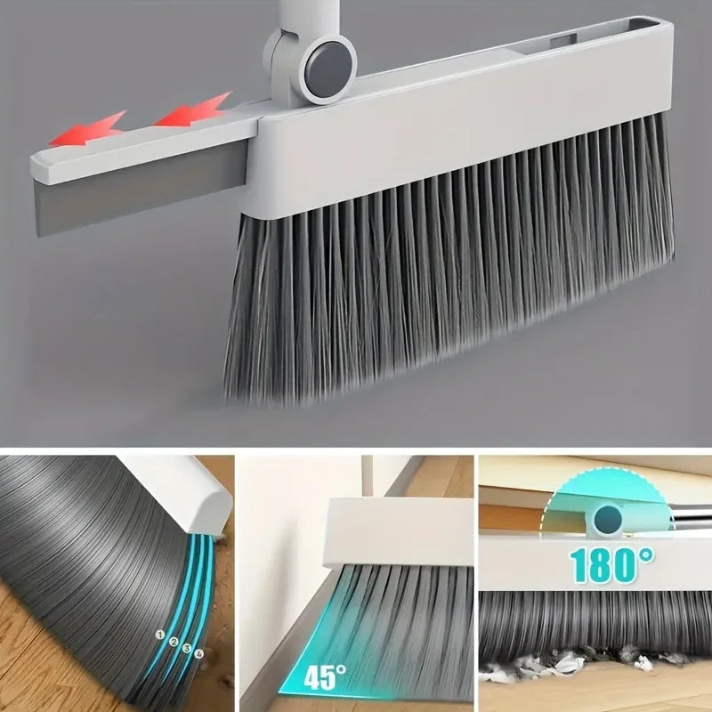 New 4 in 1 Broom Combo Set with Dustpan Squeegee Floor Brush Multi Purpose Cleaning Tool for Home and Commercial Use