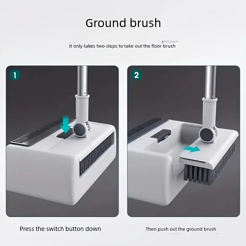 New 4 in 1 Broom Combo Set with Dustpan Squeegee Floor Brush Multi Purpose Cleaning Tool for Home and Commercial Use